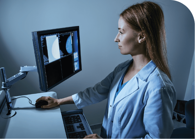 A woman and a Mammogram result